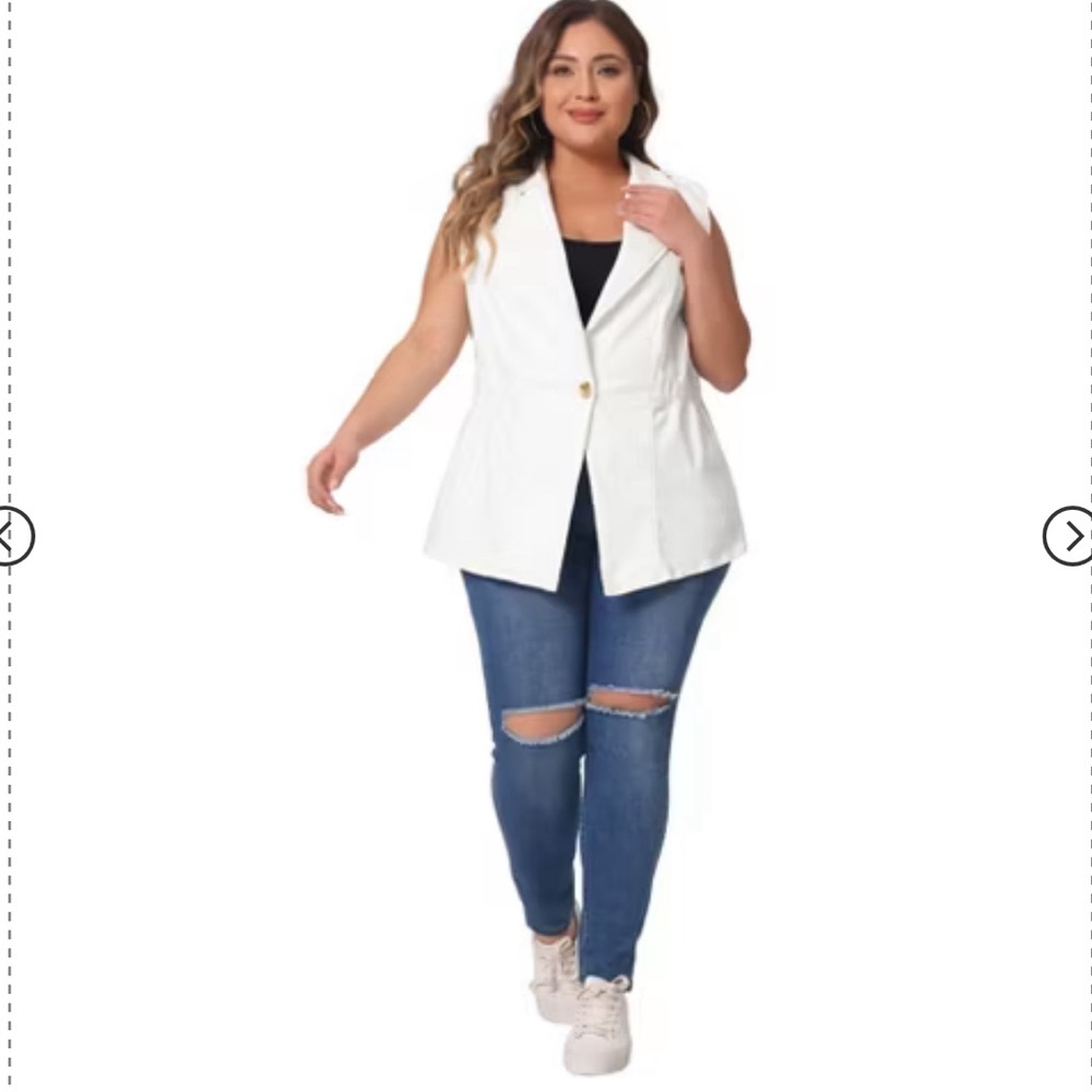 NWT Agnes Orinda Women's Plus Size Elastic Waist Button Denim Vest Size 1x
